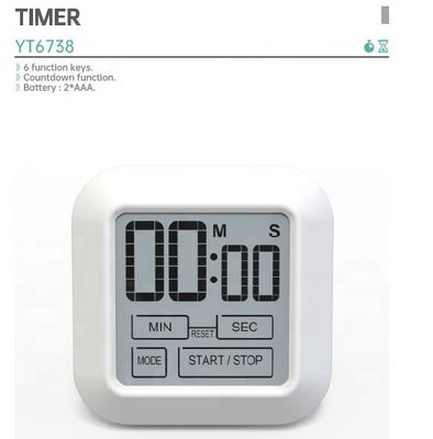 Cuadrado magnético digital cuenta-arriba cuenta-abajo temporizador de cocina con reloj y pantalla táctil